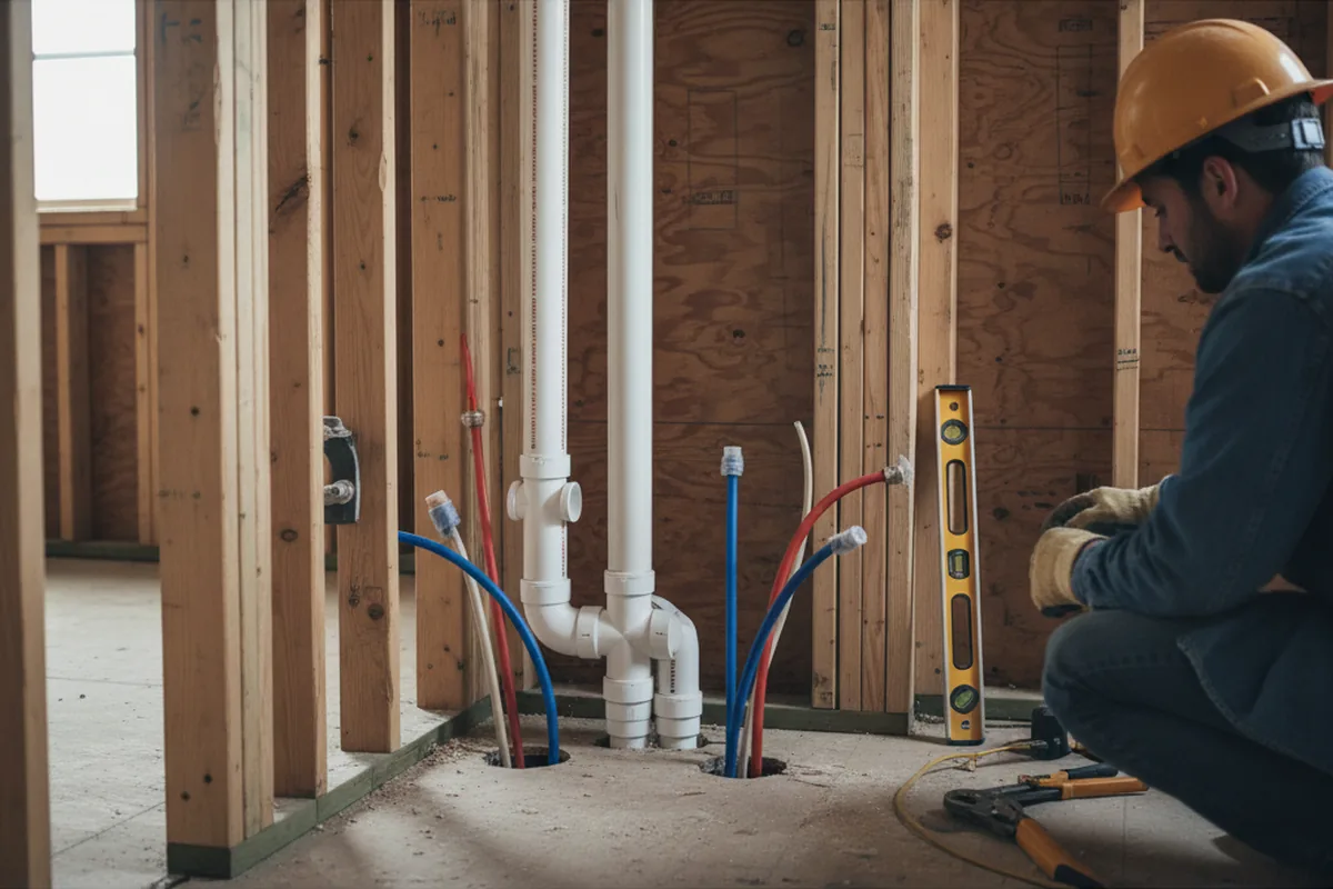Drain and supply rough-in during Leak Detection in Van Lear
